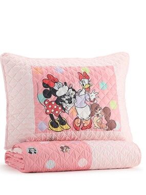 Disney Pink Minnie & Daisy Quilted Comforter and Pillowcase Set Twin NWT